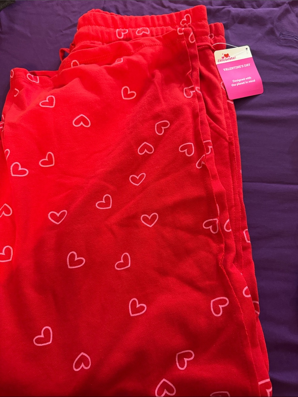 Celebrate It Red Heart Print Pants